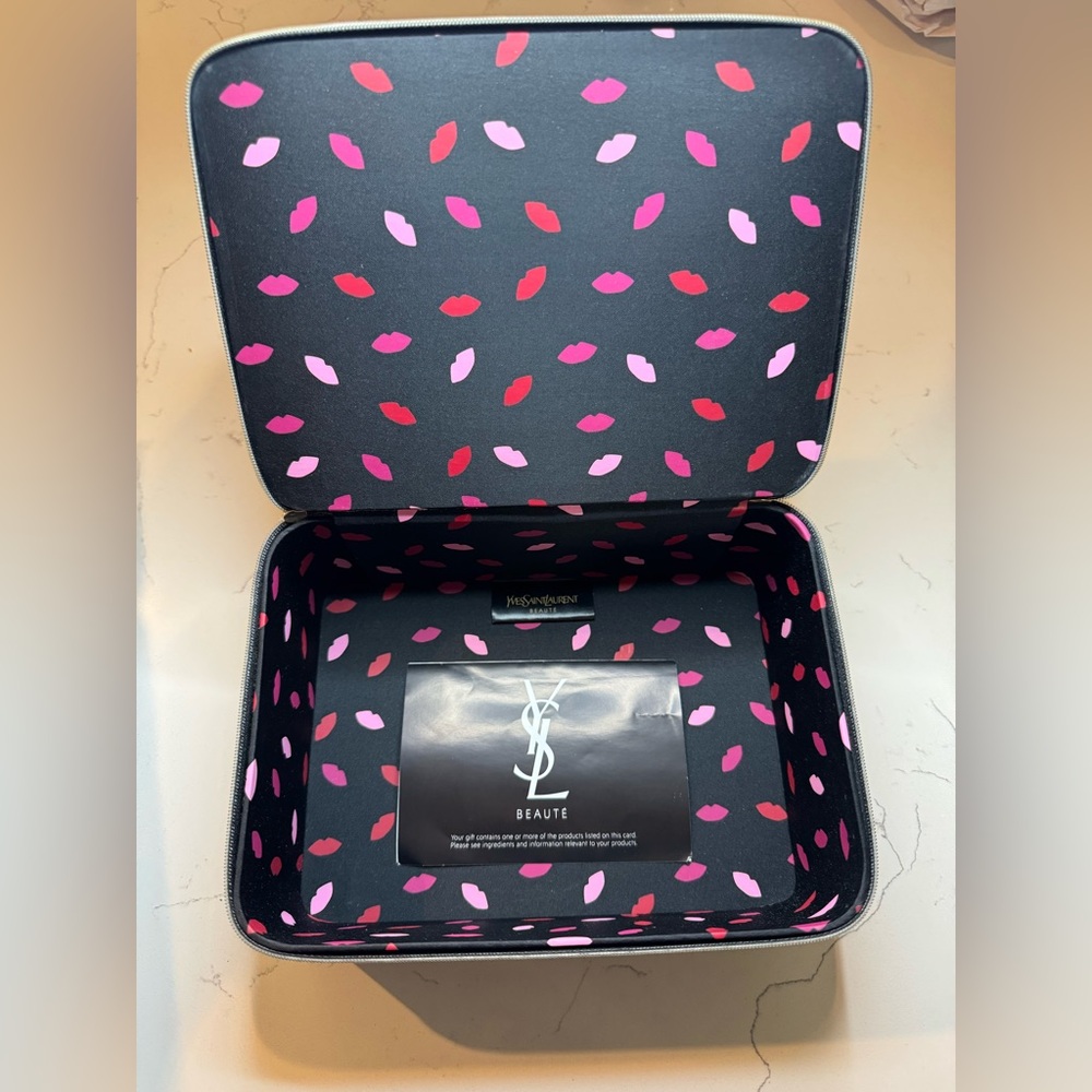 Yves Saint Laurent Beaute Black and Pink Lip Print Case